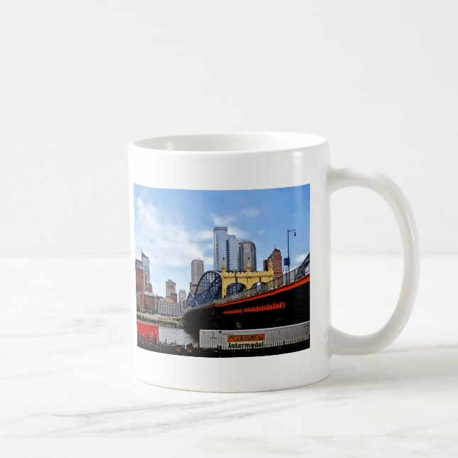 Pittsburgh PA - Train By Smithfield St Bridge Coffee Mug (Right)