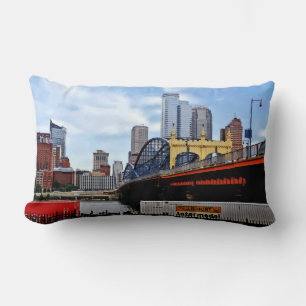 Pittsburgh PA - Train By Smithfield St Bridge Lumbar Cushion