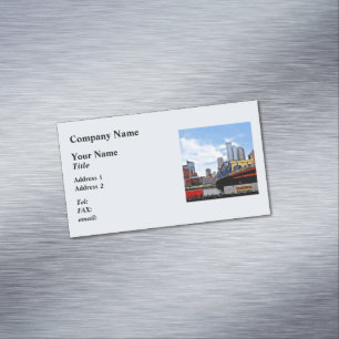 Pittsburgh PA - Train By Smithfield St Bridge Magnetic Business Card