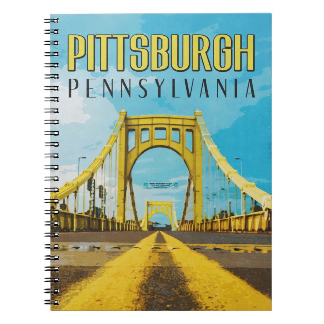 Pittsburgh, PA Yellow Bridge Vintage Travel Notebook (Front)