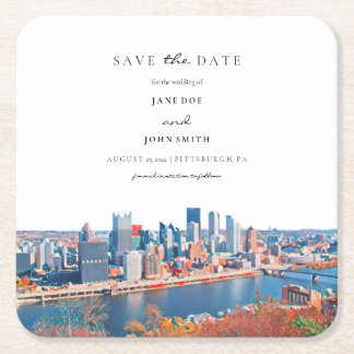 Pittsburgh Paper Coaster Save the Date