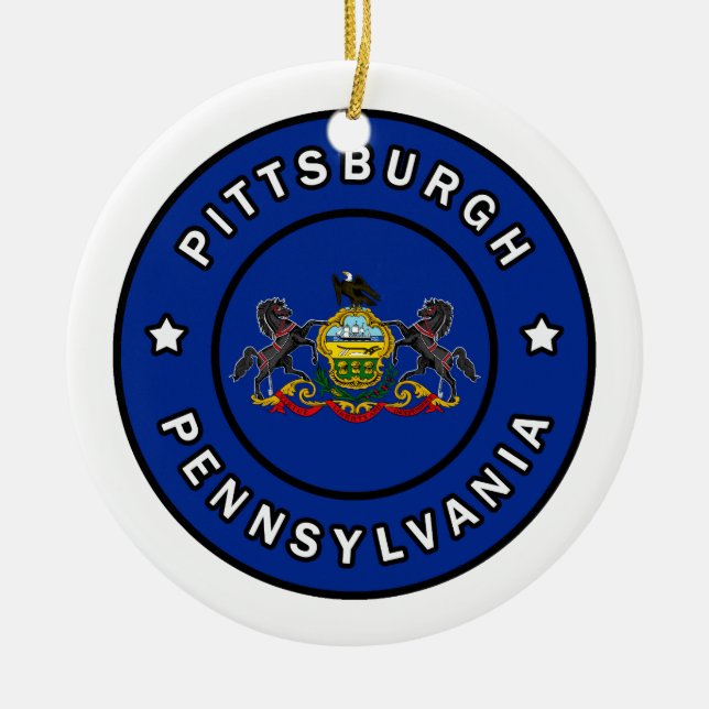 Pittsburgh Pennsylvania Ceramic Tree Decoration (Front)