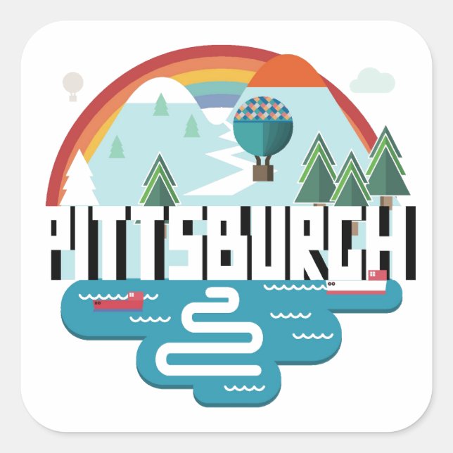 Pittsburgh, Pennsylvania | Cityscape Design Square Sticker (Front)