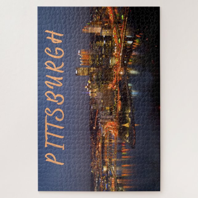 Pittsburgh, Pennsylvania Downtown Night Time River Jigsaw Puzzle (Vertical)