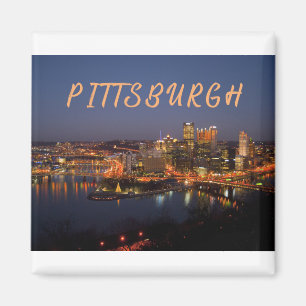 Pittsburgh, Pennsylvania Downtown Night Time River Magnet