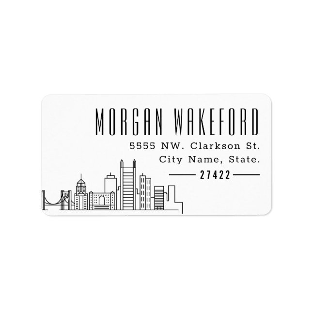 Pittsburgh, Pennsylvania Modern Deco Skyline Large Label (Front)