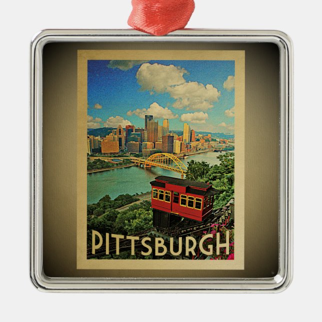 Pittsburgh Pennsylvania Ornament Vintage Travel (Front)