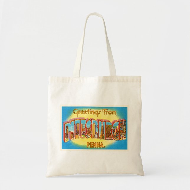 Pittsburgh Pennsylvania PA Vintage Travel Souvenir Tote Bag (Front)