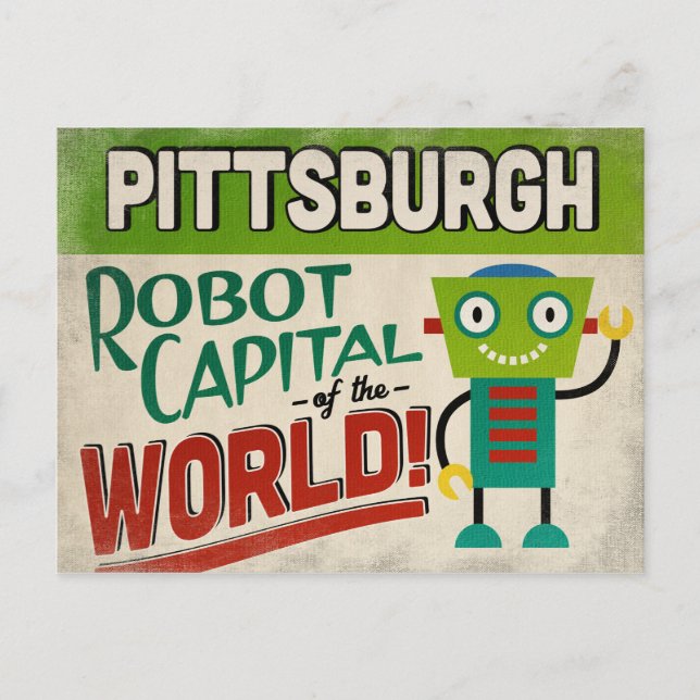Pittsburgh Pennsylvania Robot - Funny Vintage Postcard (Front)
