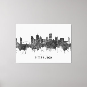 Pittsburgh Pennsylvania Skyline BW Canvas Print