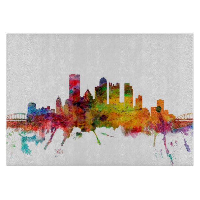 Pittsburgh Pennsylvania Skyline Cutting Board (Front)