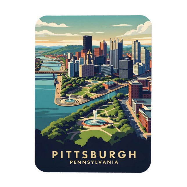 Pittsburgh, Pennsylvania Skyline Magnet (Vertical)
