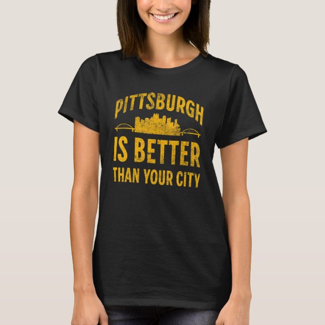 Pittsburgh Pennsylvania Steel City Skyline 412 Hom T-Shirt (Front)