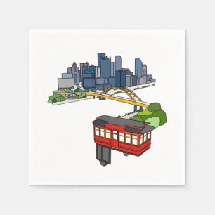 Pittsburgh Pennsylvania Steel City Skyline Art Can Napkin