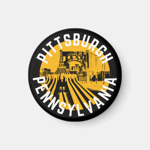Pittsburgh Pennsylvania Steel City Skyline Bridge Magnet