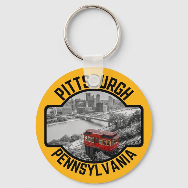 Pittsburgh Pennsylvania Steel City Skyline Incline Key Ring (Front)