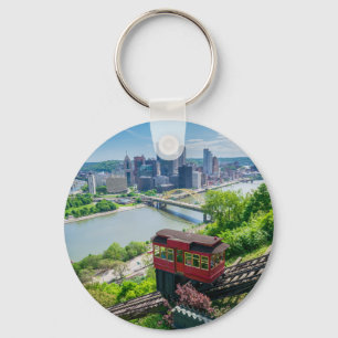 Pittsburgh Pennsylvania Steel City Skyline Incline Key Ring