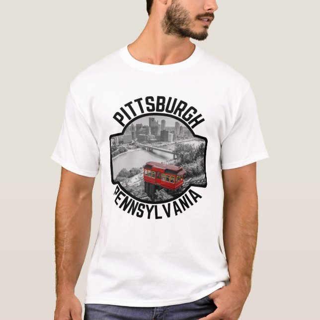 Pittsburgh Pennsylvania Steel City Skyline Incline T-Shirt (Front)