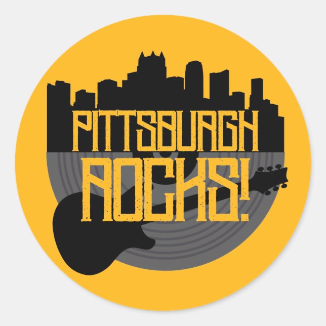 Pittsburgh Pennsylvania Steel City Skyline Music C Classic Round Sticker (Front)