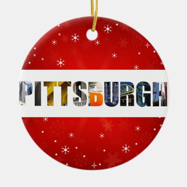 Pittsburgh Pennsylvania Travel Photos Christmas Ceramic Tree Decoration (Front)