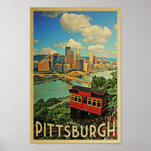 Pittsburgh Poster Vintage Travel Duquesne Incline
