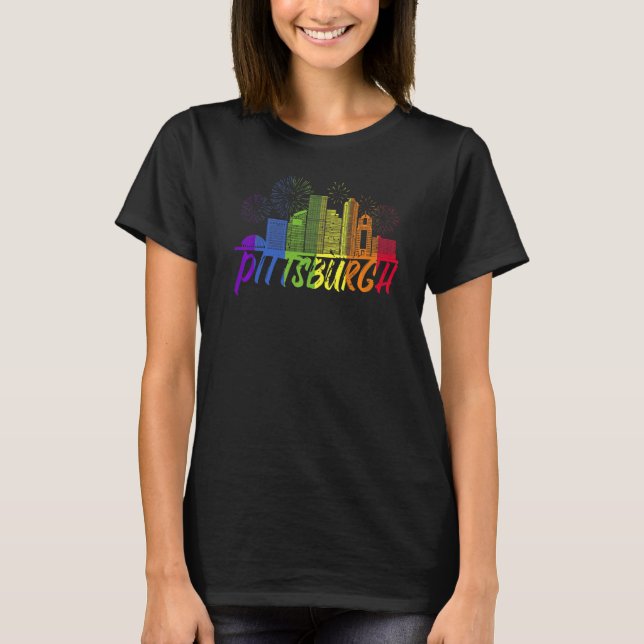 Pittsburgh Pride Skyline Pride Parade Pittsburgh T-Shirt (Front)