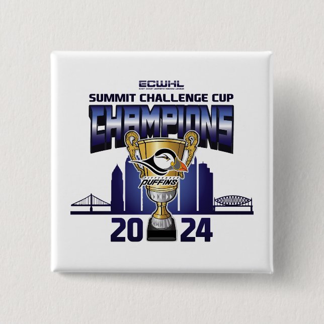 Pittsburgh Puffins Summit Challenge Cup Champions 15 Cm Square Badge (Front)