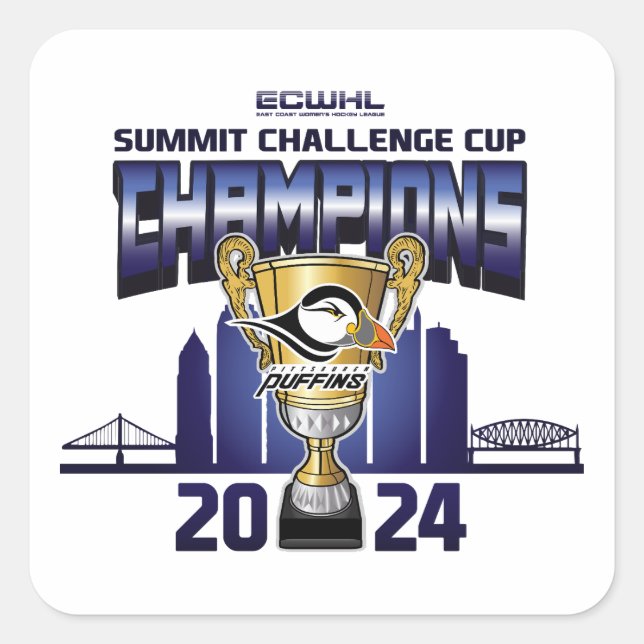 Pittsburgh Puffins Summit Challenge Cup Champions Square Sticker (Front)