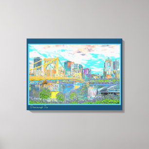 Pittsburgh Retro Photo Wall Canvas Print