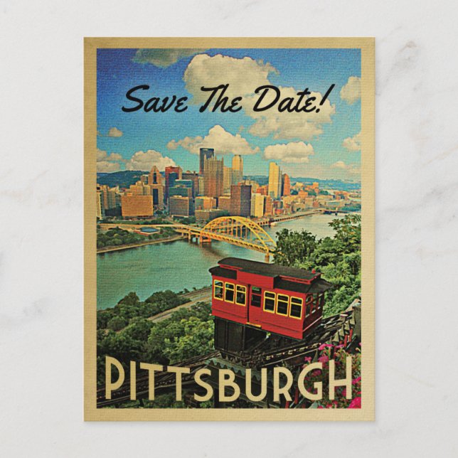 Pittsburgh Save The Date Vintage Postcards (Front)