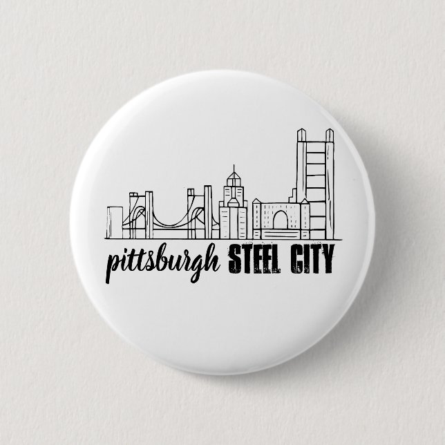 Pittsburgh Skyline 6 Cm Round Badge (Front)