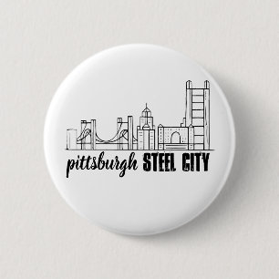 Pittsburgh Skyline 6 Cm Round Badge