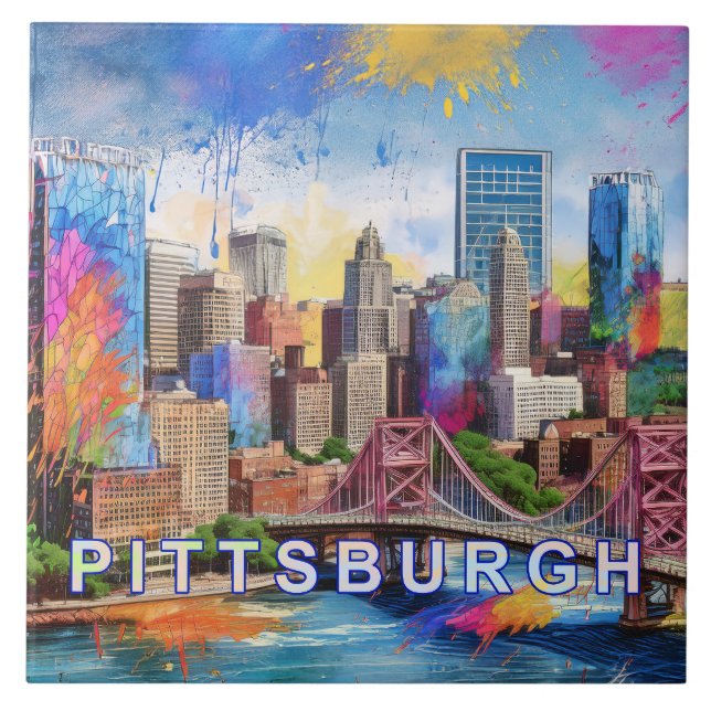 Pittsburgh Skyline Art  Tile (Front)