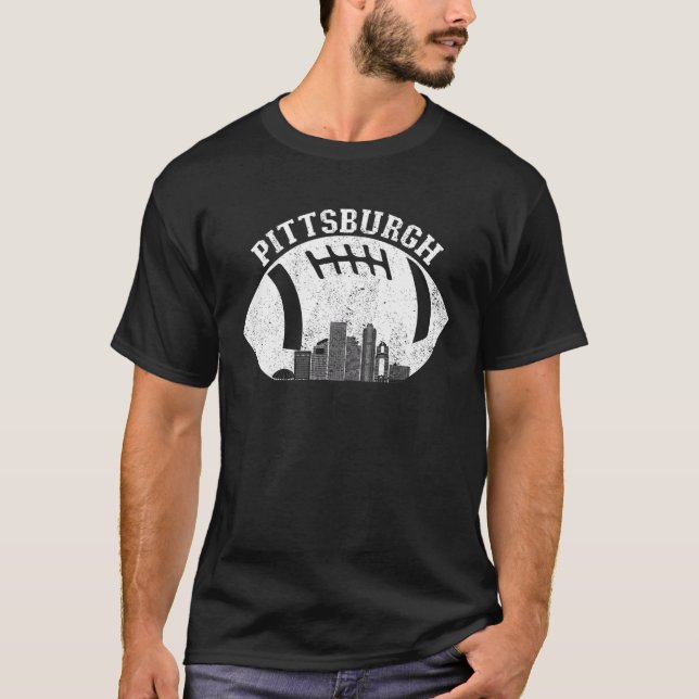 Pittsburgh Skyline Football Fan Vintage Pittsburgh T-Shirt (Front)
