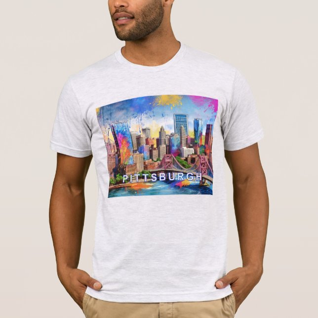 Pittsburgh Skyline Graffiti Art  T-Shirt (Front)