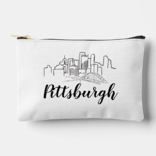 Pittsburgh Skyline Illustration Art Accessory Pouch