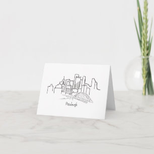 Pittsburgh Skyline Illustration Thank You Card