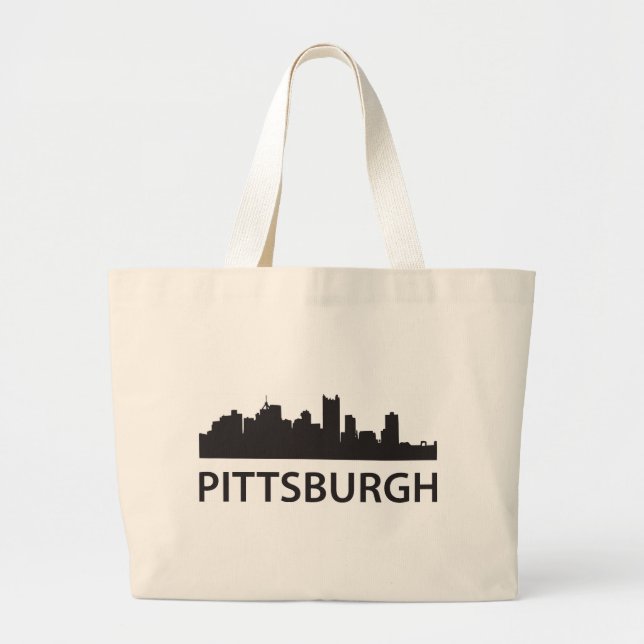 Pittsburgh Skyline Large Tote Bag (Front)