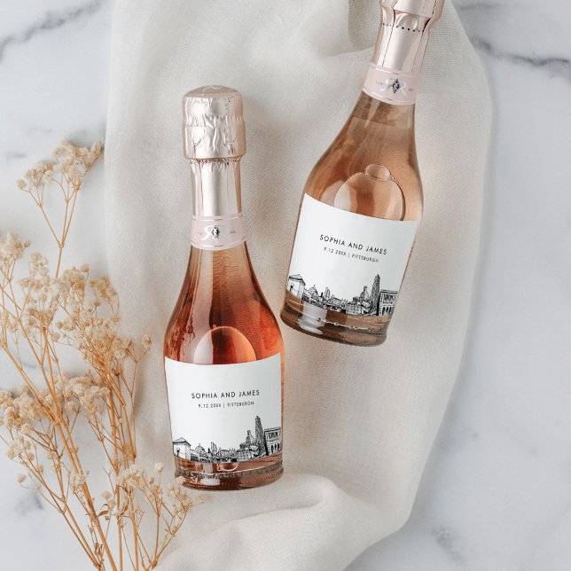 Pittsburgh Skyline Mini Sparkling Wine Label (Creator Uploaded)
