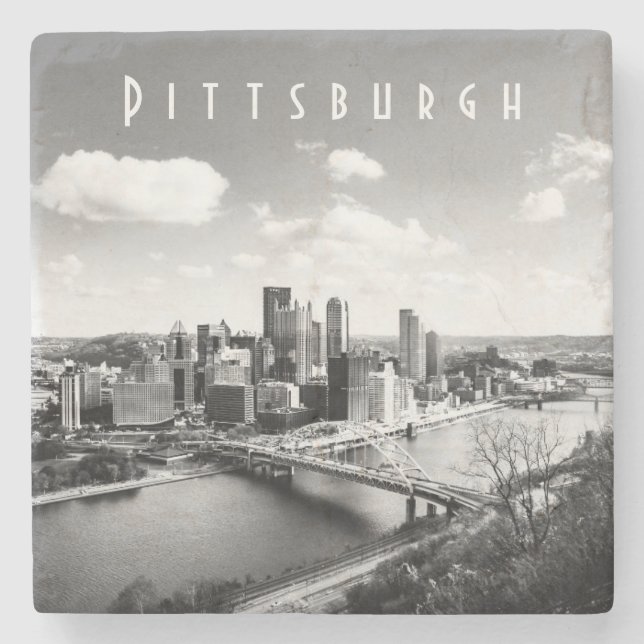 Pittsburgh Skyline Stone Coaster (Front)