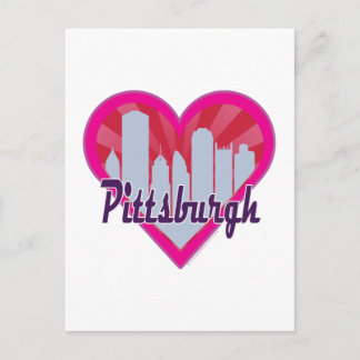 Pittsburgh Skyline Sunburst Heart Postcard