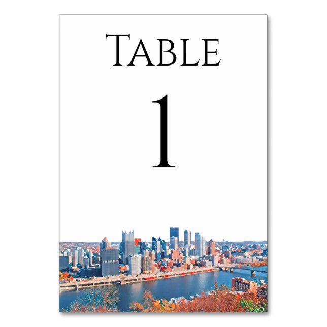 Pittsburgh Skyline Table Numbers (Front)