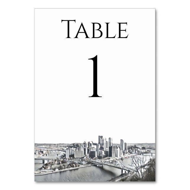 Pittsburgh Skyline Table Numbers (Front)