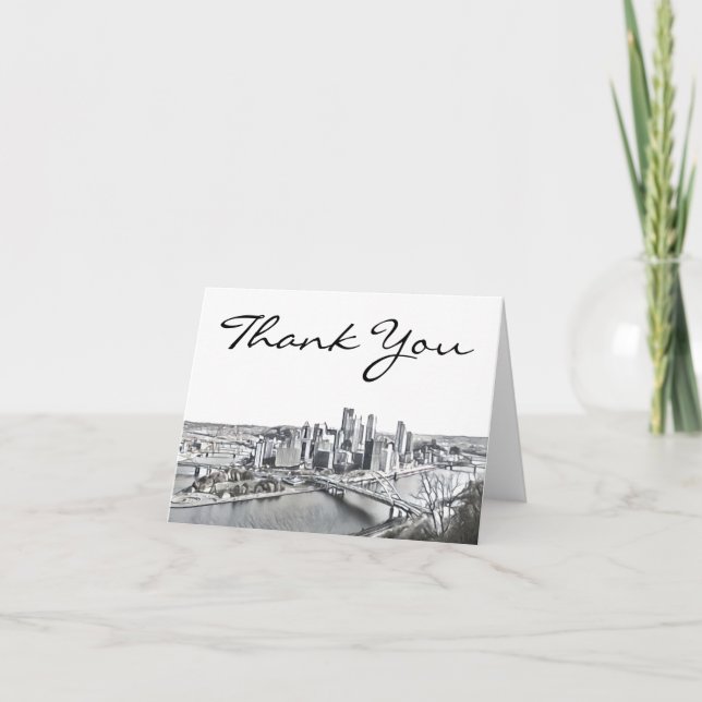Pittsburgh Skyline Thank You Card (Front)