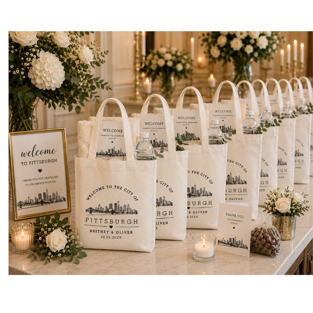 Pittsburgh Skyline Tote Bag – Custom Wedding favou (Creator Uploaded)
