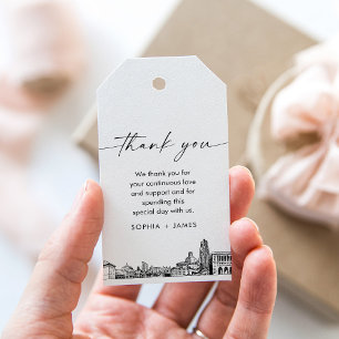 Pittsburgh Skyline Wedding Thank You Favour Tag