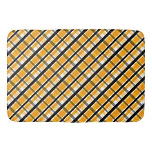 Pittsburgh Sports Fan Yellow Gold Black Plaid Bath Mat
