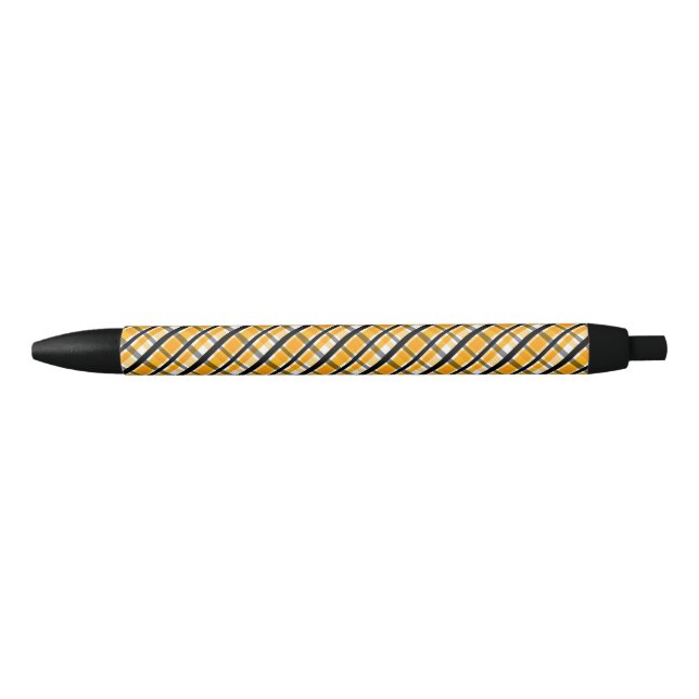 Pittsburgh Sports Fan Yellow Gold Black Plaid Black Ink Pen (Front)