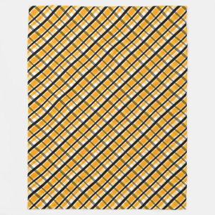 Pittsburgh Sports Fan Yellow Gold Black Plaid Fleece Blanket