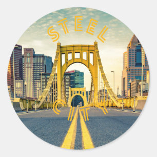 Pittsburgh Steel City Skyline 412 Pennsylvania Can Classic Round Sticker